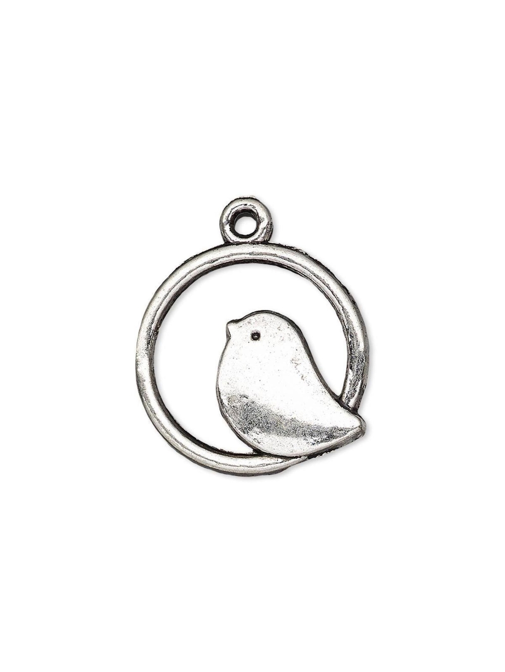 Antiqued Silver Plated Pewter Love Bird in Circle Charms Drops Pendants 10 pcs